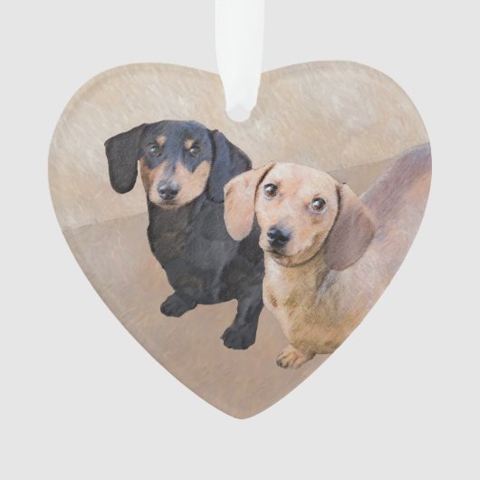 Dackel (glatt) Gemälde - Originale Hundekunst Ornament (Vorderseite)