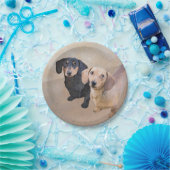 Dackel (glatt) Gemälde - Originale Hundekunst Pappteller (Party)