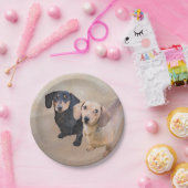 Dackel (glatt) Gemälde - Originale Hundekunst Pappteller (Party)