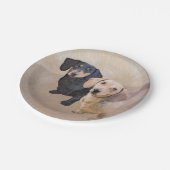 Dackel (glatt) Gemälde - Originale Hundekunst Pappteller (Schrägansicht)