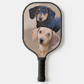 Dackel (glatt) Gemälde - Originale Hundekunst Pickleball Schläger (Rückseite)