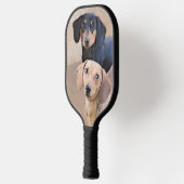 Dackel (glatt) Gemälde - Originale Hundekunst Pickleball Schläger (Links)