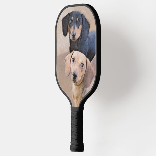 Dackel (glatt) Gemälde - Originale Hundekunst Pickleball Schläger (Links)