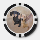 Dackel (glatt) Gemälde - Originale Hundekunst Pokerchips (Vorderseite)