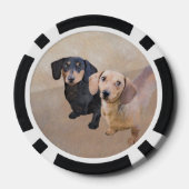 Dackel (glatt) Gemälde - Originale Hundekunst Pokerchips (Rückseite)
