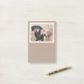 Dackel (glatt) Gemälde - Originale Hundekunst Post-it Klebezettel (Auf Schreibtisch)