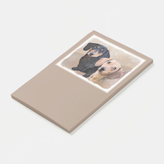 Dackel (glatt) Gemälde - Originale Hundekunst Post-it Klebezettel (angewinkelt)