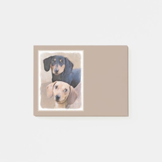 Dackel (glatt) Gemälde - Originale Hundekunst Post-it Klebezettel (Vorderseite)