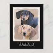 Dackel (glatt) Gemälde - Originale Hundekunst Postkarte (Vorderseite)