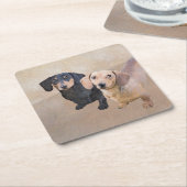 Dackel (glatt) Gemälde - Originale Hundekunst Rechteckiger Pappuntersetzer (angewinkelt)