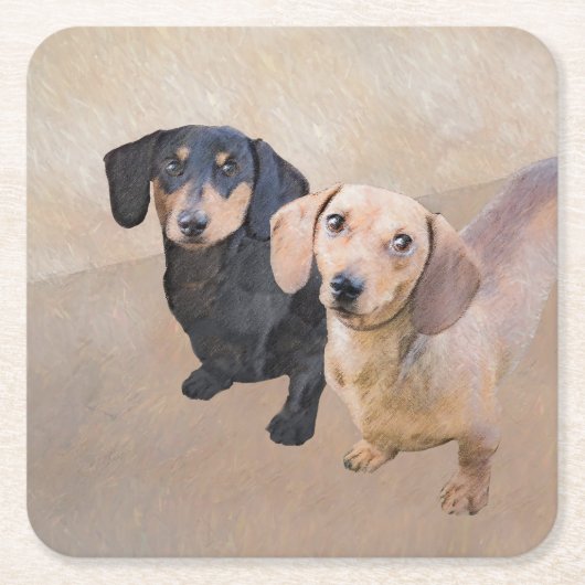 Dackel (glatt) Gemälde - Originale Hundekunst Rechteckiger Pappuntersetzer (Vorderseite)