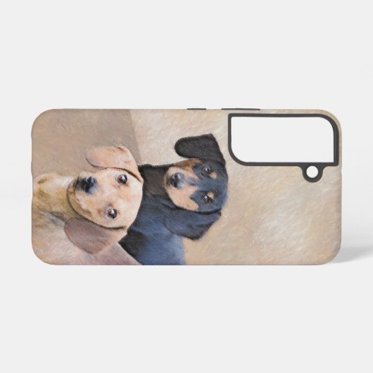 Dackel (glatt) Gemälde - Originale Hundekunst Samsung Galaxy Hülle (Rückseite (Horizontal))