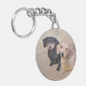 Dackel (glatt) Gemälde - Originale Hundekunst Schlüsselanhänger (Vorderseite links)