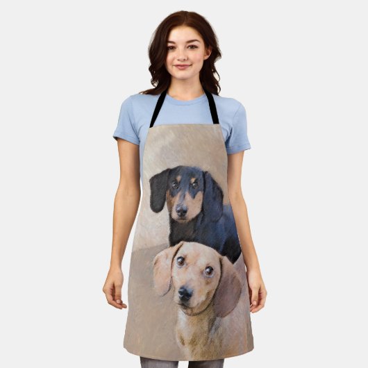 Dackel (glatt) Gemälde - Originale Hundekunst Schürze (Getragen)