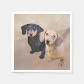Dackel (glatt) Gemälde - Originale Hundekunst Serviette (Vorderseite)