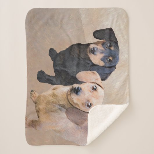 Dackel (glatt) Gemälde - Originale Hundekunst Sherpadecke (Vorderseite)