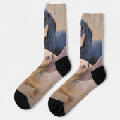 Dackel (glatt) Gemälde - Originale Hundekunst Socken (Linkes Detail)