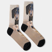 Dackel (glatt) Gemälde - Originale Hundekunst Socken (Rechts)