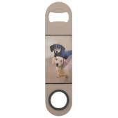 Dackel (glatt) Gemälde - Originale Hundekunst Speed Flaschenöffner (Vorderseite)