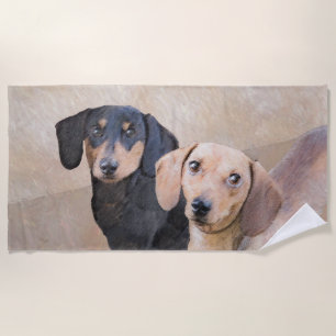 Dackel (glatt) Gemälde - Originale Hundekunst Strandtuch