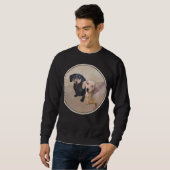 Dackel (glatt) Gemälde - Originale Hundekunst Sweatshirt (Vorne ganz)