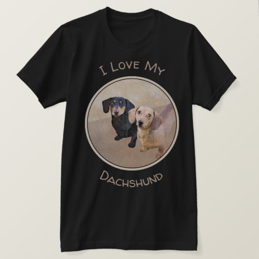 Dackel (glatt) Gemälde - Originale Hundekunst T-Shirt (Design vorne)