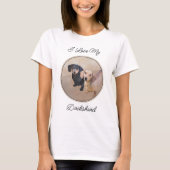 Dackel (glatt) Gemälde - Originale Hundekunst T-Shirt (Vorderseite)