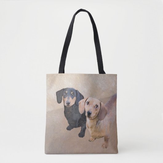 Dackel (glatt) Gemälde - Originale Hundekunst Tasche (Vorderseite)