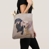 Dackel (glatt) Gemälde - Originale Hundekunst Tasche (Von Nahem)