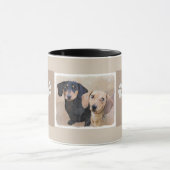 Dackel (glatt) Gemälde - Originale Hundekunst Tasse (Zentrum)