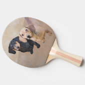 Dackel (glatt) Gemälde - Originale Hundekunst Tischtennis Schläger (Seitenansicht)