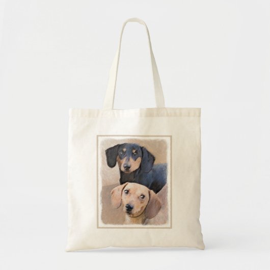Dackel (glatt) Gemälde - Originale Hundekunst Tragetasche (Vorne)