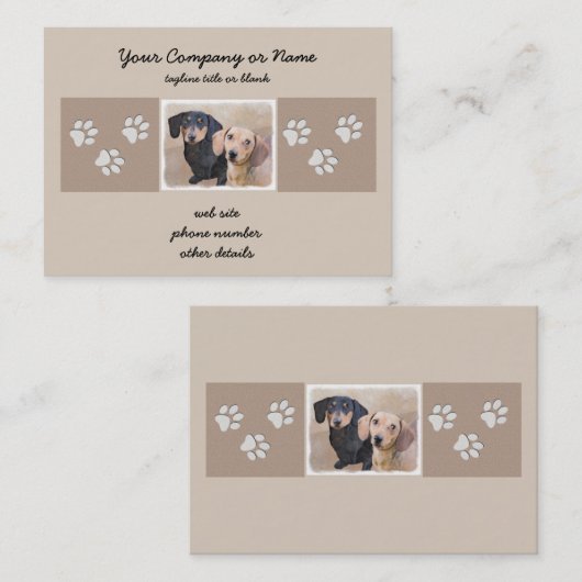 Dackel (glatt) Gemälde - Originale Hundekunst Visitenkarte (Vorne/Hinten)