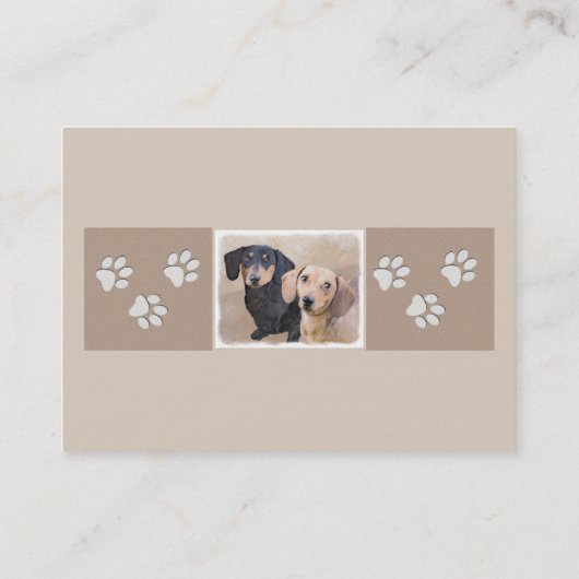 Dackel (glatt) Gemälde - Originale Hundekunst Visitenkarte (Rückseite)