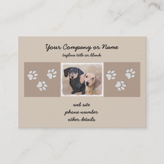 Dackel (glatt) Gemälde - Originale Hundekunst Visitenkarte (Vorderseite)