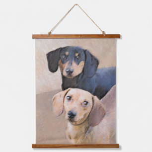 Dackel (glatt) Gemälde - Originale Hundekunst Wandteppich Mit Holzrahmen