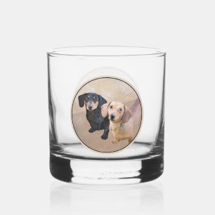 Dackel (glatt) Gemälde - Originale Hundekunst Whiskyglas