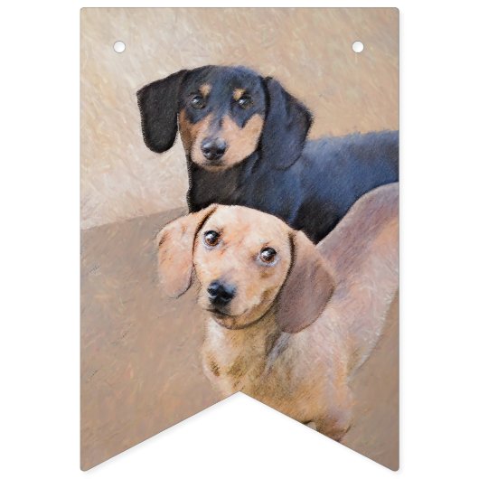 Dackel (glatt) Gemälde - Originale Hundekunst Wimpelkette (Erste Fahne)