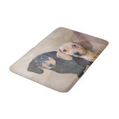 Dackel (glatte) Malerei - Original Hundekunst Badematte (Schrägansicht)