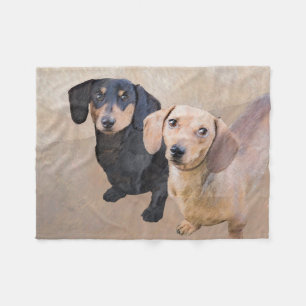 Dackel (glatte) Malerei - Original Hundekunst Fleecedecke