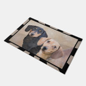 Dackel (glatte) Malerei - Original Hundekunst Fußmatte (Schrägansicht)