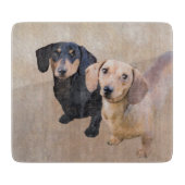 Dackel (glatte) Malerei - Original Hundekunst Schneidebrett (Vorderseite)