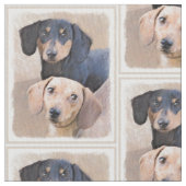 Dackel (glatte) Malerei - Original Hundekunst Stoff (Nahaufnahme)