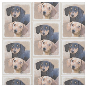 Dackel (glatte) Malerei - Original Hundekunst Stoff