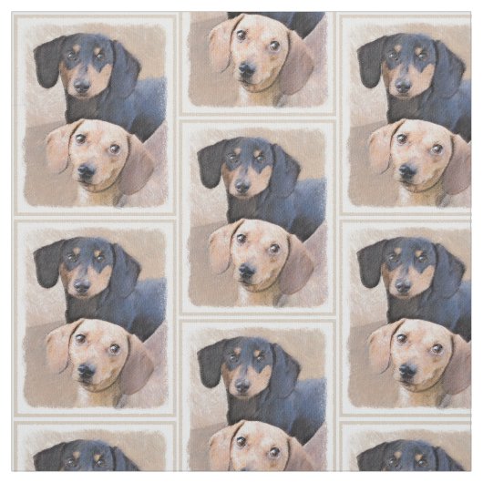 Dackel (glatte) Malerei - Original Hundekunst Stoff (Muster)