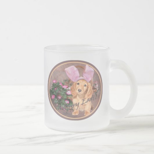Dackel glücklicher Ostern Mattglastasse (Rechts)