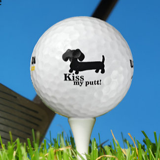 Dackel Golfer Kiss mein Putt Funny Golf Ball Gesch