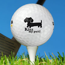Dackel Golfer Kiss mein Putt Funny Golf Ball Gesch
