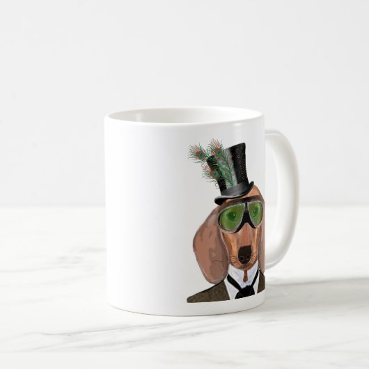 Dackel Green Goggles Top Hat Kaffeetasse (VorderseiteRechts)