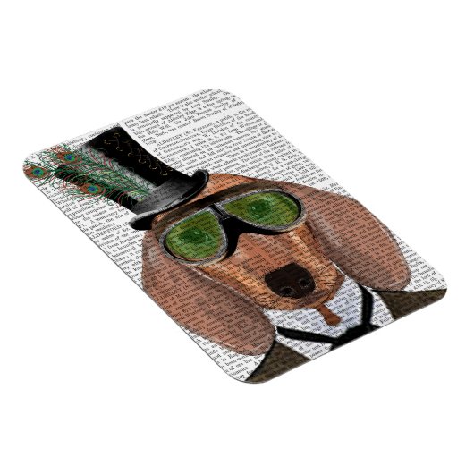 Dackel Green Goggles Top Hat Magnet (Rechte Seite)